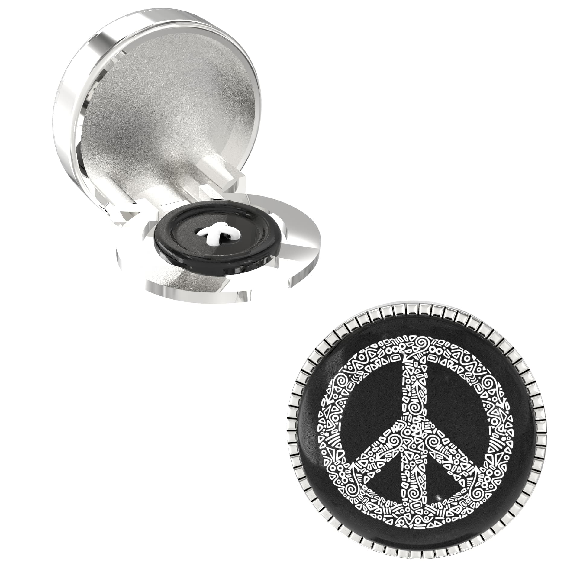 The Smart Buttons - Shirt Button Cover Cufflinks for Men - Peace Symbol Style