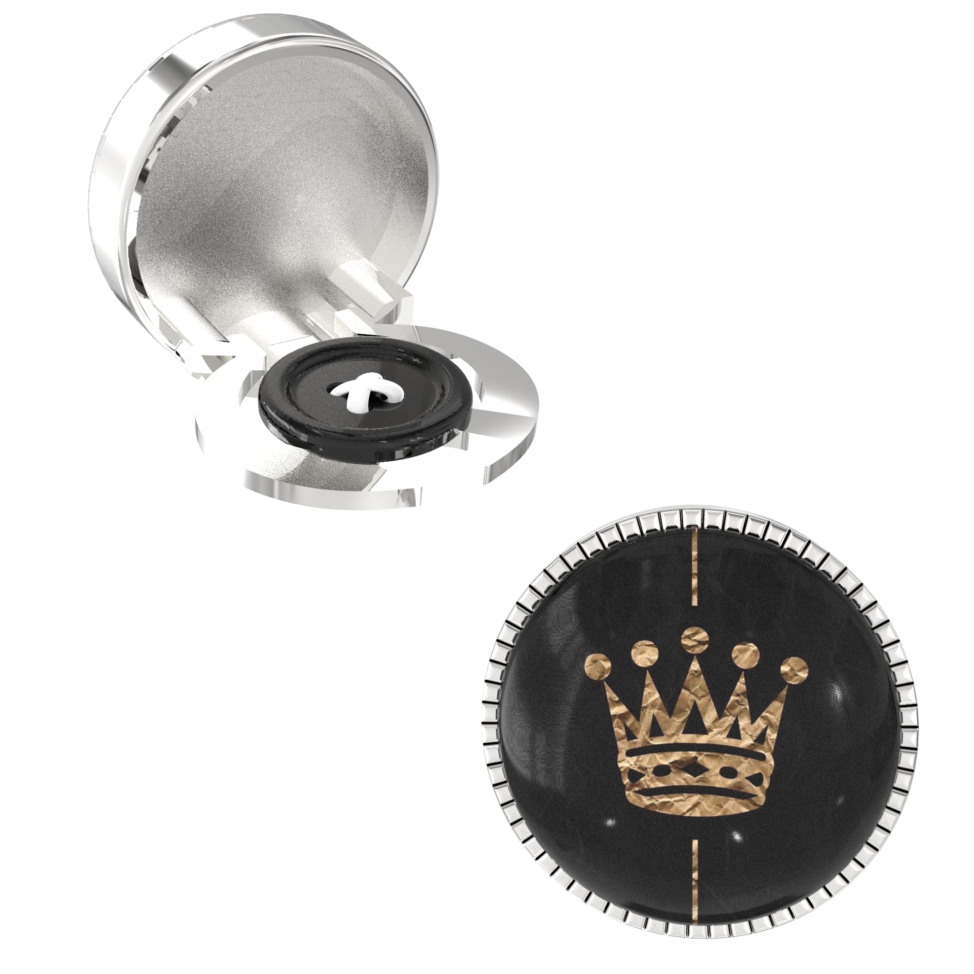 The Smart Buttons - Shirt Button Cover Cufflinks for Men - Crown Style