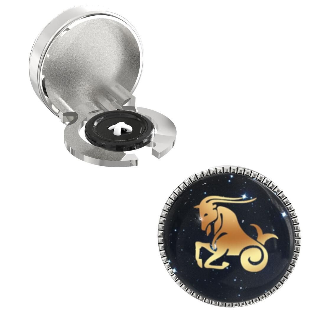 The Smart Buttons - Shirt Button Cover Cufflinks for Men - Capricorn Design Pattern