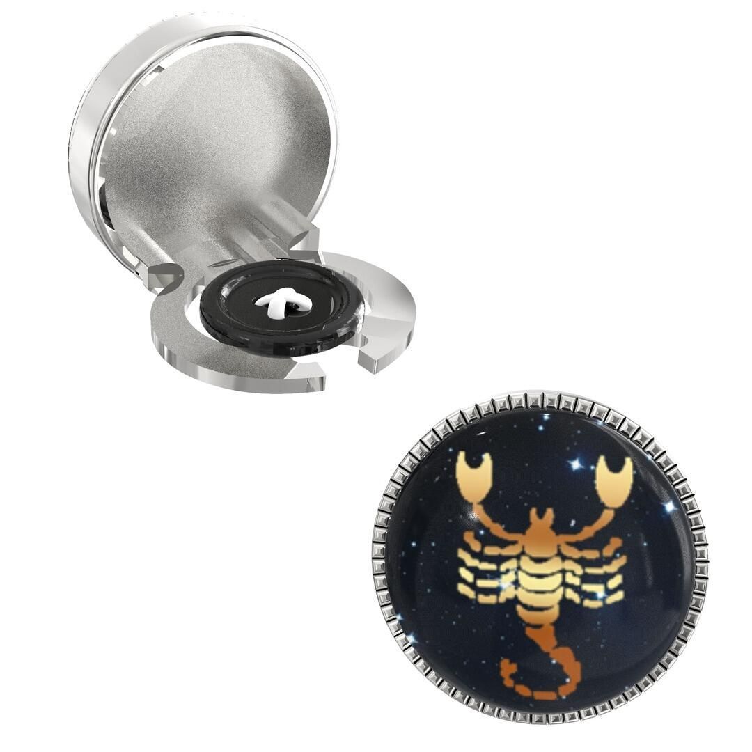 The Smart Buttons - Shirt Button Cover Cufflinks for Men - Scorpio Design Pattern