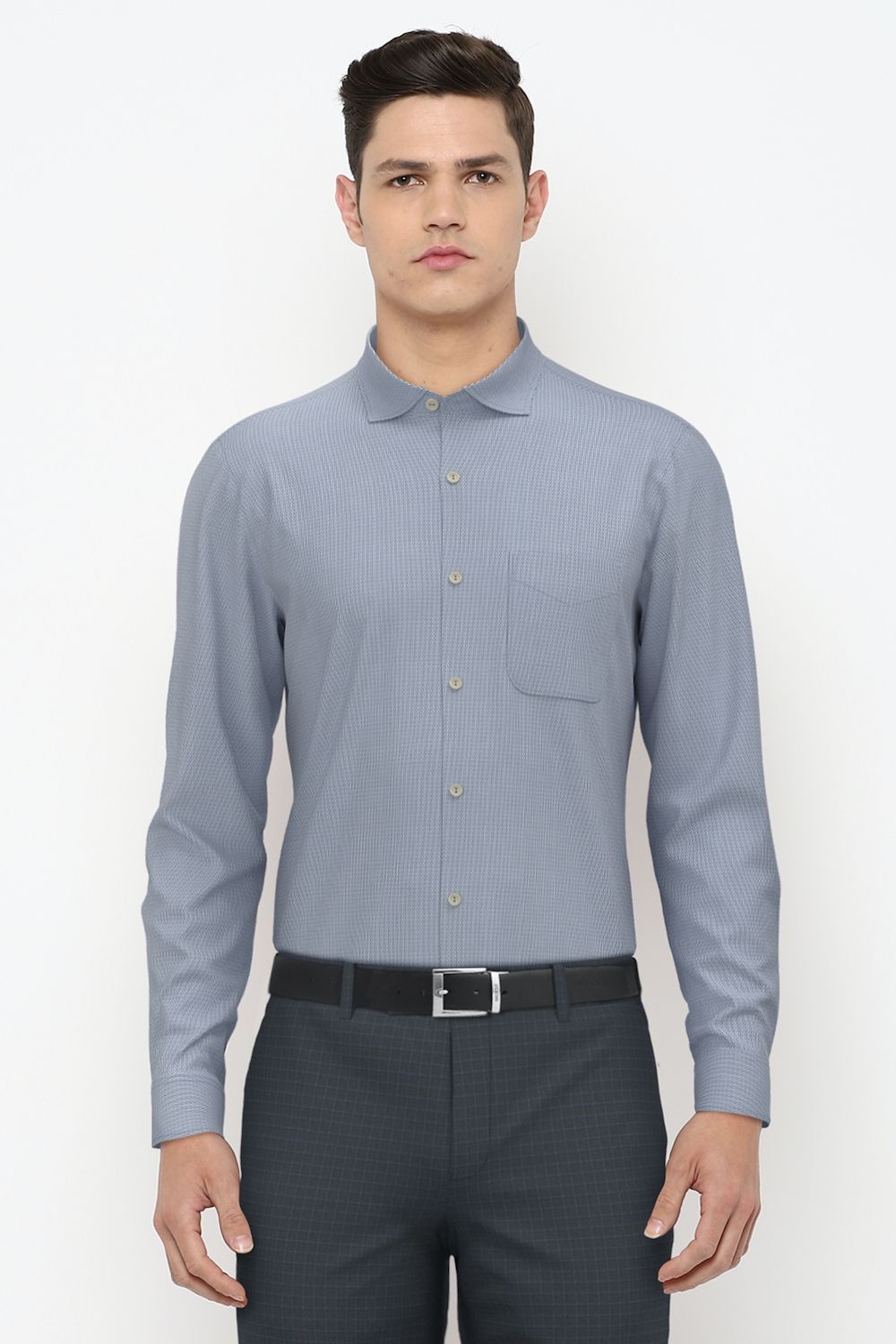 Men Blue Regular Fit Formal Full Sleeves Formal Shirt