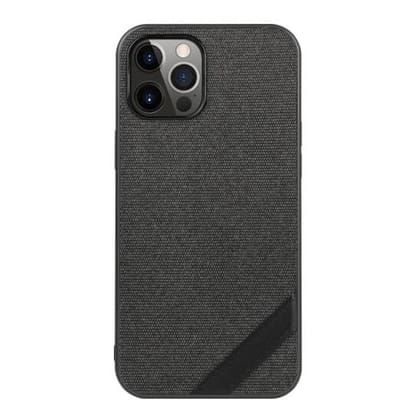 Memumi Boxian Series Canvas/Leather Classic Back Cover for Apple iPhone 12 Pro Max  - Black (6.7")