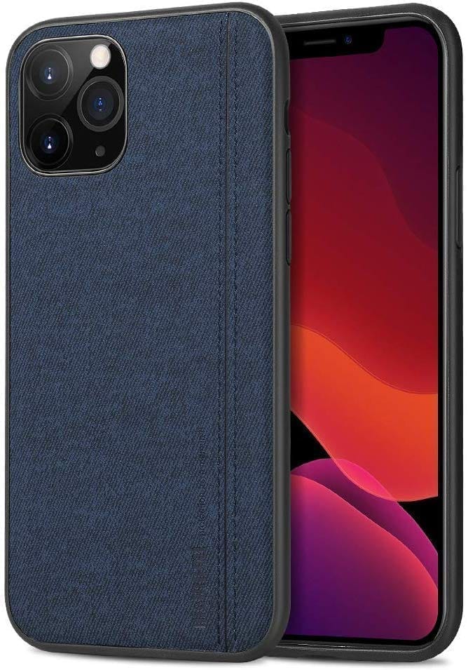 Memumi Wise Series Leather Back Cover for Apple iPhone 11 Pro Max Shockproof - Blue (6.5")