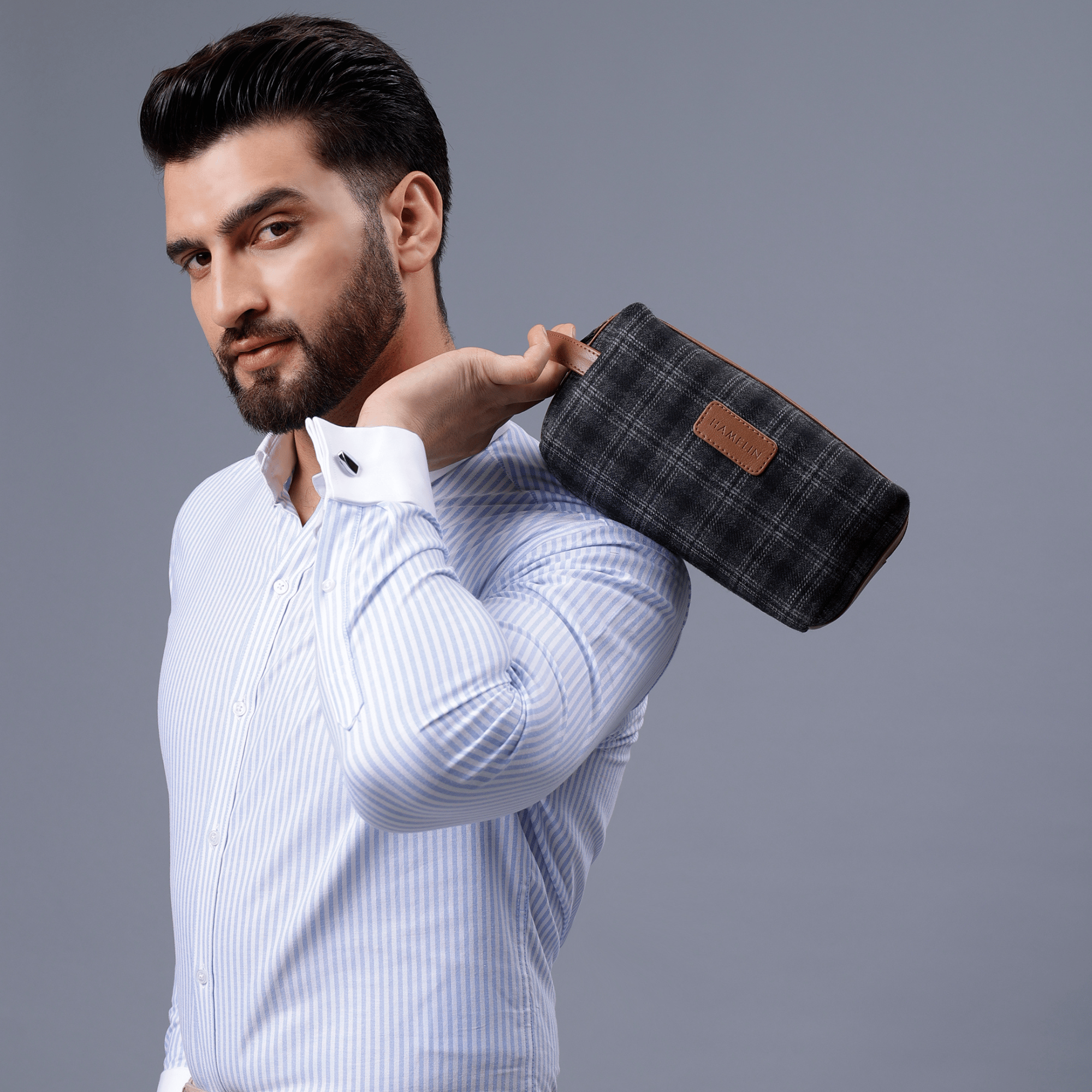 Tweed DOPP Kit for Men (Slate Grey Twill)