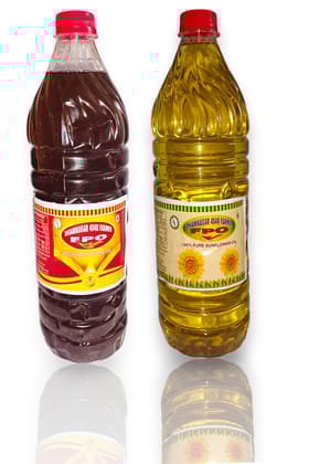 Combo pack of mustard oil and sunflower oil.
