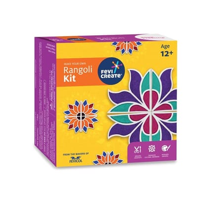 Fevicreate Rangoli Kit with Ready to Fill Rangoli Stencils for Diwali, Dusshera & Other Festivals, Kit Contains Rangoli Stencils, 10 Rangoli Colours, 4 Rangoli Dispensing Bottles & More, Age 12 years+ Fevicreate Rangoli Kit with Ready to Fill Rangoli Stencils for Diwali, Dusshera & Other Festivals, Kit Contains Rangoli Stencils, 10 Rangoli Colours, 4 Rangoli Dispensing Bottles & More, Age 12 years+