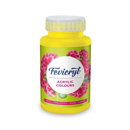 Fevicryl Acrylic Colour, Art &Craft Paint, DIY Paint, Rich Pigment, NonCraking Paint for Canvas, Wood, Leather, Earthenware, Metal Ideal for Artists Lemon Yellow, 500ml Fevicryl Acrylic Colour, Art &Craft Paint, DIY Paint, Rich Pigment, NonCraking Paint for Canvas, Wood, Leather, Earthenware, Metal Ideal for Artists Lemon Yellow, 500ml