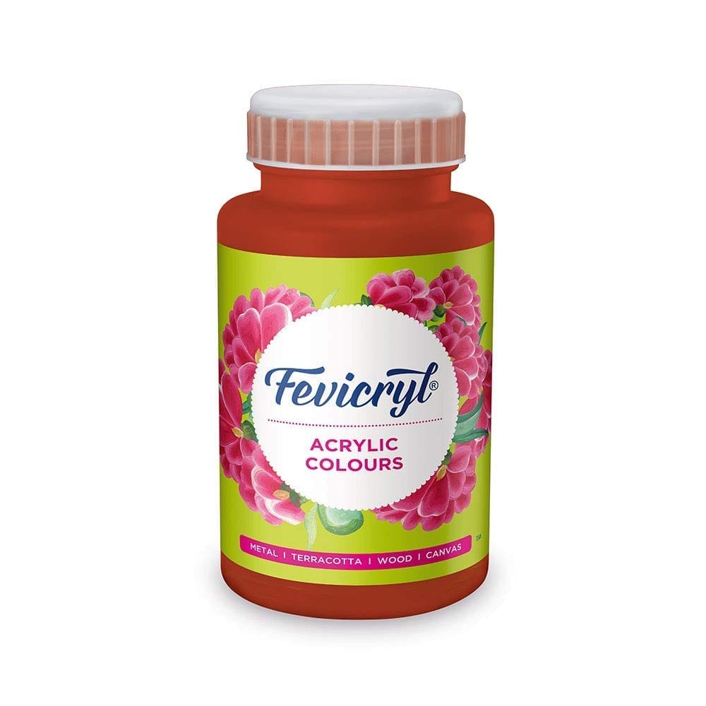 Fevicryl Acrylic Colour, Art &Craft Paint, DIY Paint, Rich Pigment, NonCraking Paint for Canvas, Wood, Leather, Earthenware, Metal Ideal for Artists Indian Red, 500ml