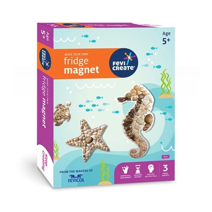 Pidilite Fevicreate DIY Fridge Magnet Art & Craft Kit Contains 3 Sea Creature Cutouts, Assorted sea Shells, Magnet Strips, Fevicol MR & More| Best Gift for Boys & Girls Age 5 Years+ Pidilite Fevicreate DIY Fridge Magnet Art & Craft Kit Contains 3 Sea Creature Cutouts, Assorted sea Shells, Magnet Strips, Fevicol MR & More| Best Gift for Boys & Girls Age 5 Years+