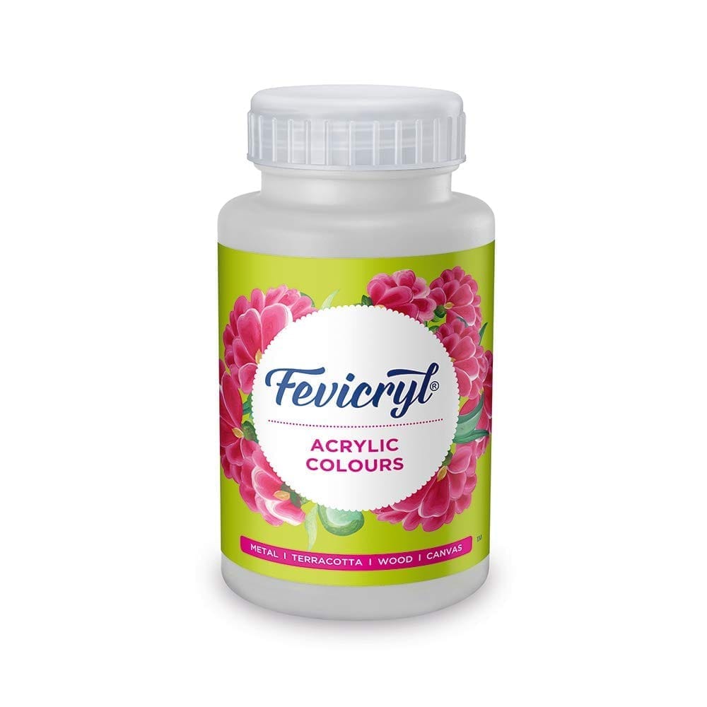 Fevicryl Acrylic Colour, Art &Craft Paint, DIY Paint, Rich Pigment, NonCraking Paint for Canvas, Wood, Leather, Earthenware, Metal Ideal for Artists White, 500ml