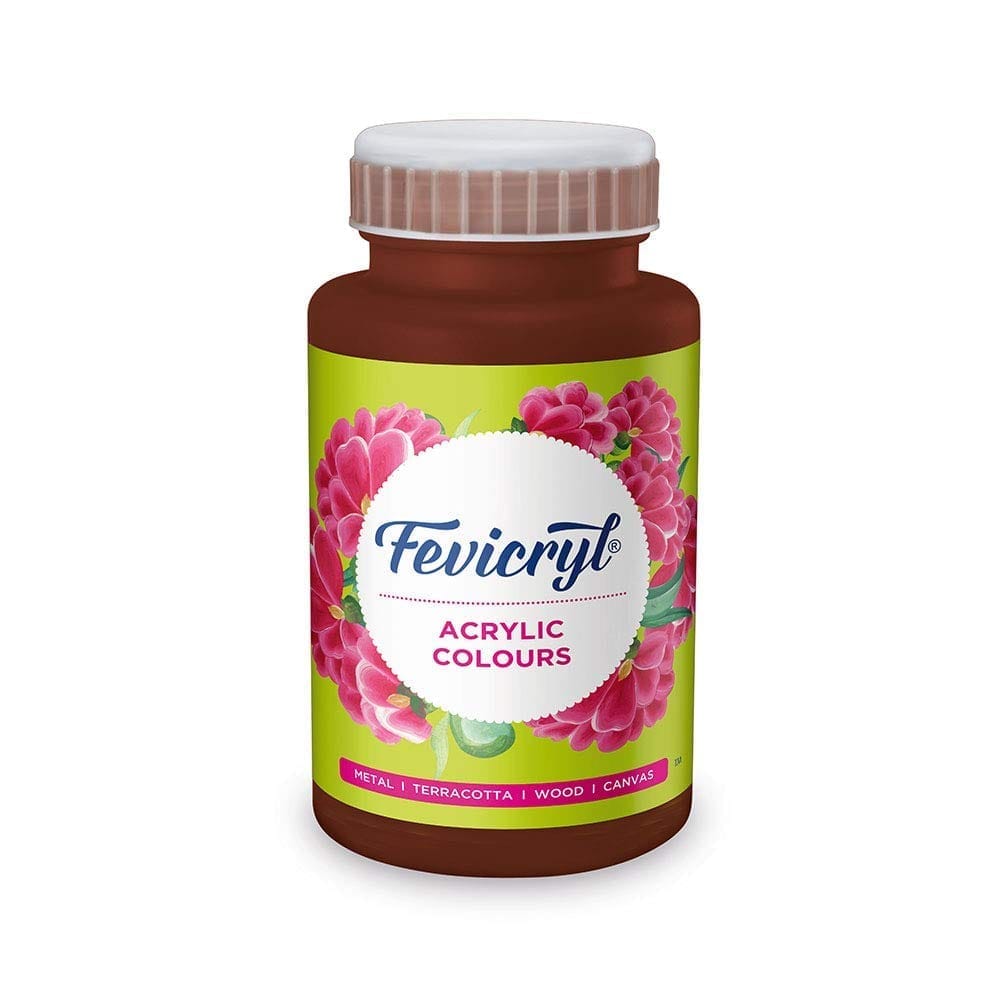 Fevicryl Acrylic Colour, Art &Craft Paint, DIY Paint, Rich Pigment, NonCraking Paint for Canvas, Wood, Leather, Earthenware, Metal Ideal for Artists Dark Brown, 500ml