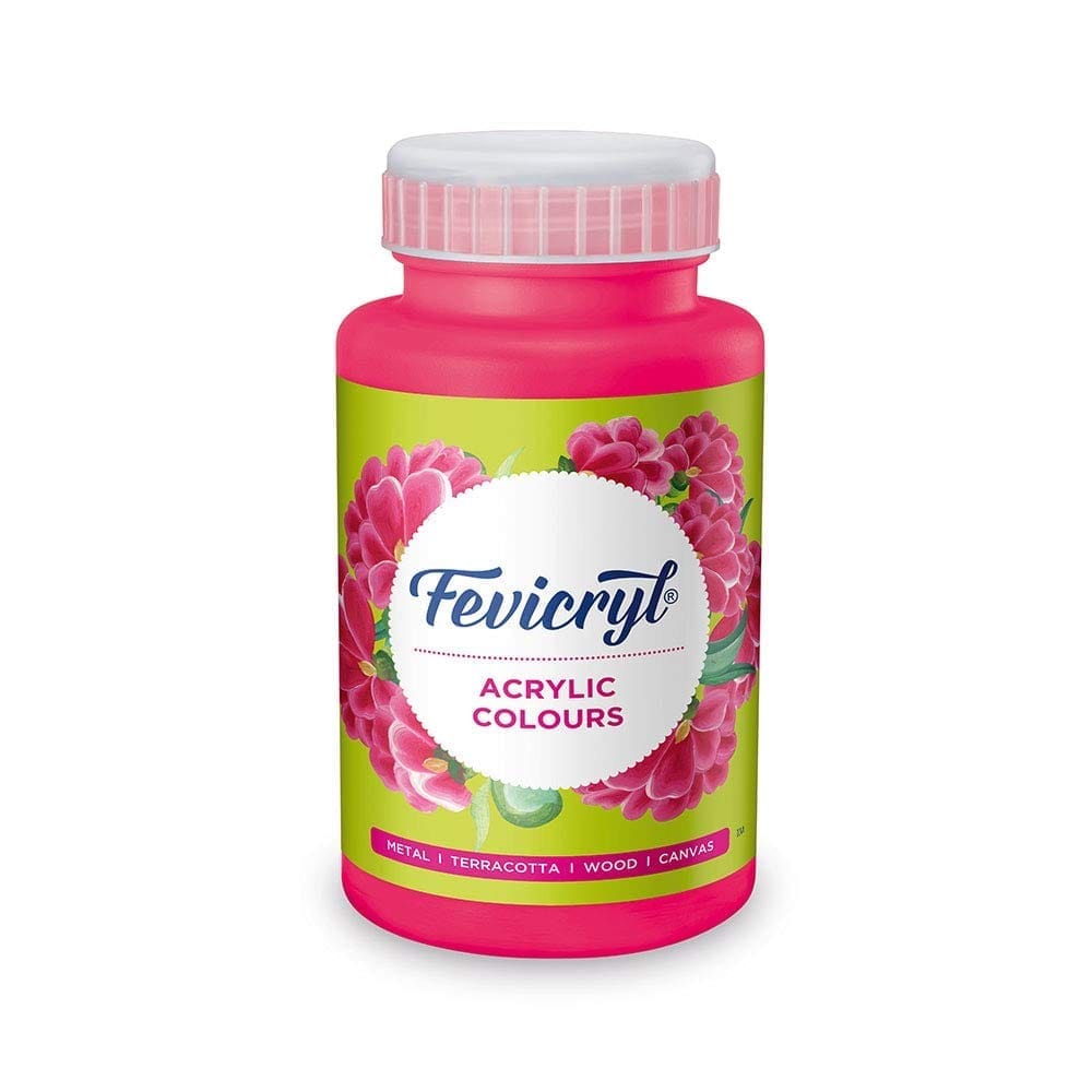 Fevicryl Acrylic Colour, Art &Craft Paint, DIY Paint, Rich Pigment, NonCraking Paint for Canvas, Wood, Leather, Earthenware, Metal Ideal for Artists Pink, 500ml