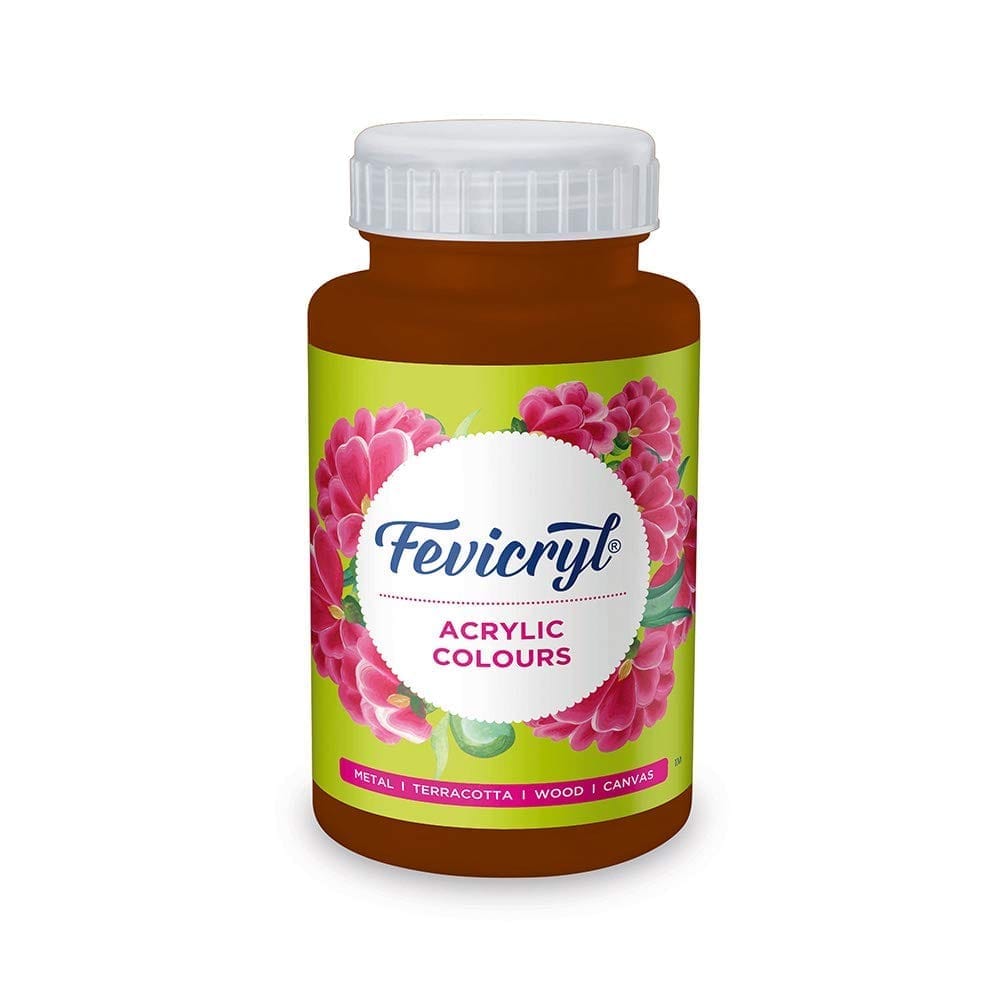 Fevicryl Acrylic Colour, Art &Craft Paint, DIY Paint, Rich Pigment, NonCraking Paint for Canvas, Wood, Leather, Earthenware, Metal Ideal for Artists Burnt Sienna, 500ml