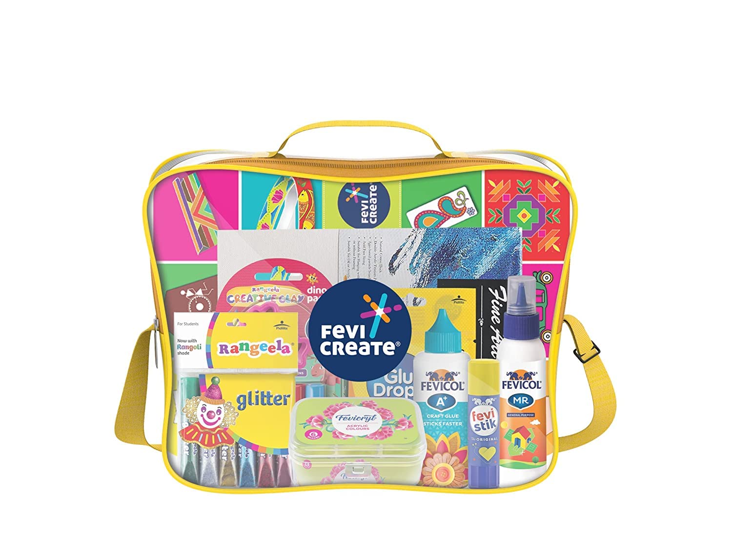 Fevicreate Art & Craft Kit, All in One DIY Crafting Kit for Children, Back to School Bag Includes a Sling Bag with Assorted Colours, Canvas, Activity Book |Best Gift for Boys & Girls Ages 514