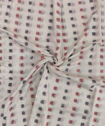 2.5m White Sambalpuri Handwoven Single Ikat Shirting Materials SFCSHI1421