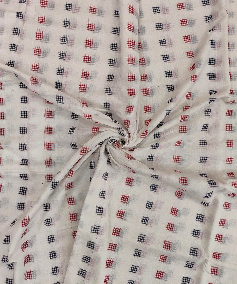 2.5m White Sambalpuri Handwoven Single Ikat Shirting Materials SFCSHI1421