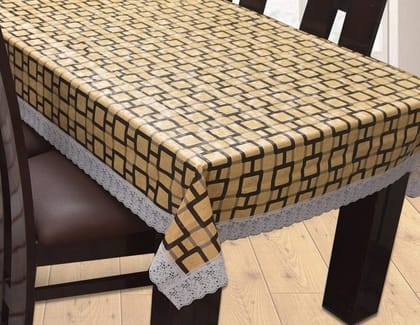 CRAFT CITY Yellow Color Check Print Dining Table Cover for 2/4/6 Seater Table Cloth/Water and dust with Oil-Proof PVC Rectangular Shape