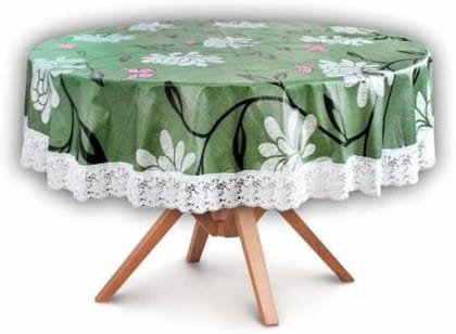CRAFT CITY Green Color Flower Design Center/Dining Table Cover for 2/4 Seater Table Cloth/Water and dust with Oil-Proof PVC Round Shape CRAFT CITY Green Color Flower Design Center/Dining Table Cover for 2/4 Seater Table Cloth/Water and dust with Oil-Proof PVC Round Shape