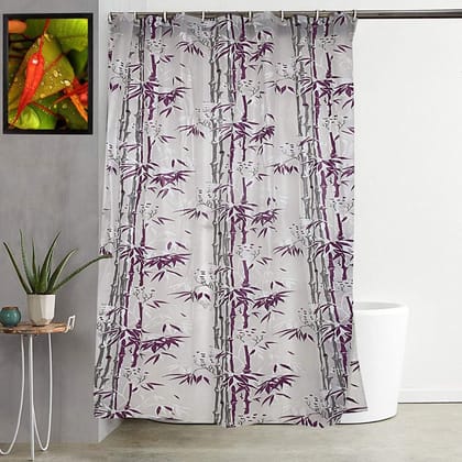 CRAFT CITY PVC Printed Bamboo Bathroom Shower Curtain with Hooks (Purple) CRAFT CITY PVC Printed Bamboo Bathroom Shower Curtain with Hooks (Purple)