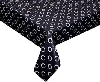 CRAFT CITY Black Polka Dots Center & Dining Table Cover for 2 to 6 Seater Table Cloth/Water and dust with Oil-Proof PVC Rectangular Shape CRAFT CITY Black Polka Dots Center & Dining Table Cover for 2 to 6 Seater Table Cloth/Water and dust with Oil-Proof PVC Rectangular Shape