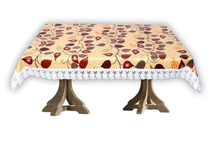 CRAFT CITY Beige Color Leaf Design Center/Dining Table Cover for 2/4/6 Seater Table Cloth/Water and dust with Oil-Proof PVC Rectangular Shape CRAFT CITY Beige Color Leaf Design Center/Dining Table Cover for 2/4/6 Seater Table Cloth/Water and dust with Oil-Proof PVC Rectangular Shape