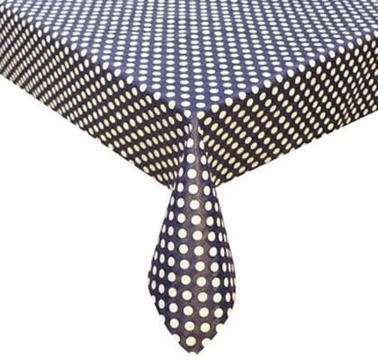 CRAFT CITY Navy Blue Polka Dots Print Center & Dining Table Cover for 2 to 6 Seater Table Cloth/Water and dust with Oil-Proof PVC Rectangular Shape CRAFT CITY Navy Blue Polka Dots Print Center & Dining Table Cover for 2 to 6 Seater Table Cloth/Water and dust with Oil-Proof PVC Rectangular Shape