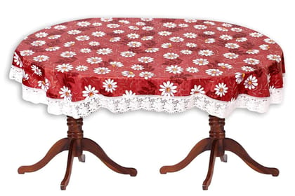 CRAFT CITY Red Color Flower Print Dining Table Cover for 4 to 6 Seater Table Cloth/Water and dust with Oil-Proof PVC Oval Shape (54x78 inch) CRAFT CITY Red Color Flower Print Dining Table Cover for 4 to 6 Seater Table Cloth/Water and dust with Oil-Proof PVC Oval Shape (54x78 inch)