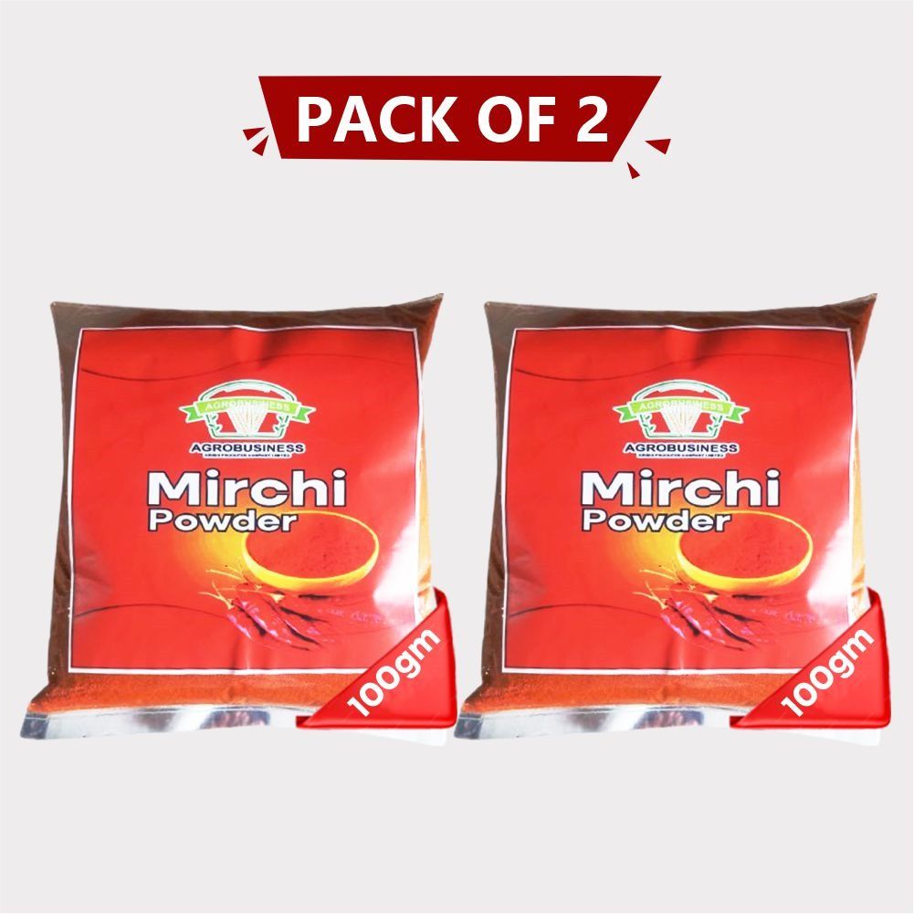 Mirch Powder 200 gm (Pack of 2 × 100 gm) – Agrobusiness Krishi Producer: Spicy, Pure & Farm-Fresh Flavor in Every Pinch!