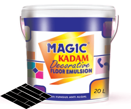 Magic Kadam Decorative Floor Paint with high substrate adhesion strength for cement and floor tiles anti-fungus, anti-algal, water repellant and weather resistance 20L(Black) Magic Kadam Decorative Floor Paint with high substrate adhesion strength for cement and floor tiles anti-fungus, anti-algal, water repellant and weather resistance 20L(Black)