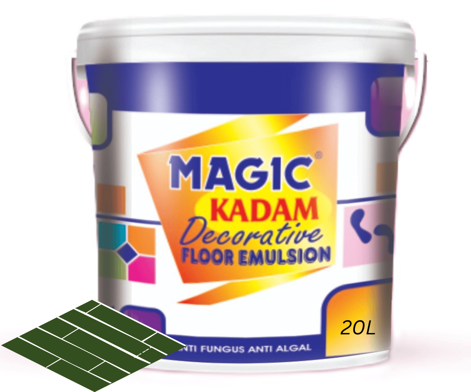 Magic Kadam Decorative Floor Paint with high substrate adhesion strength for cement and floor tiles anti-fungus, anti-algal, water repellant and weather resistance 20L(Pine)