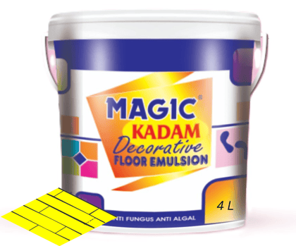 Magic Kadam Decorative Floor Paint with high substrate adhesion strength for cement and floor tiles anti-fungus, anti-algal, water repellant and weather resistance 4L(yellow)
