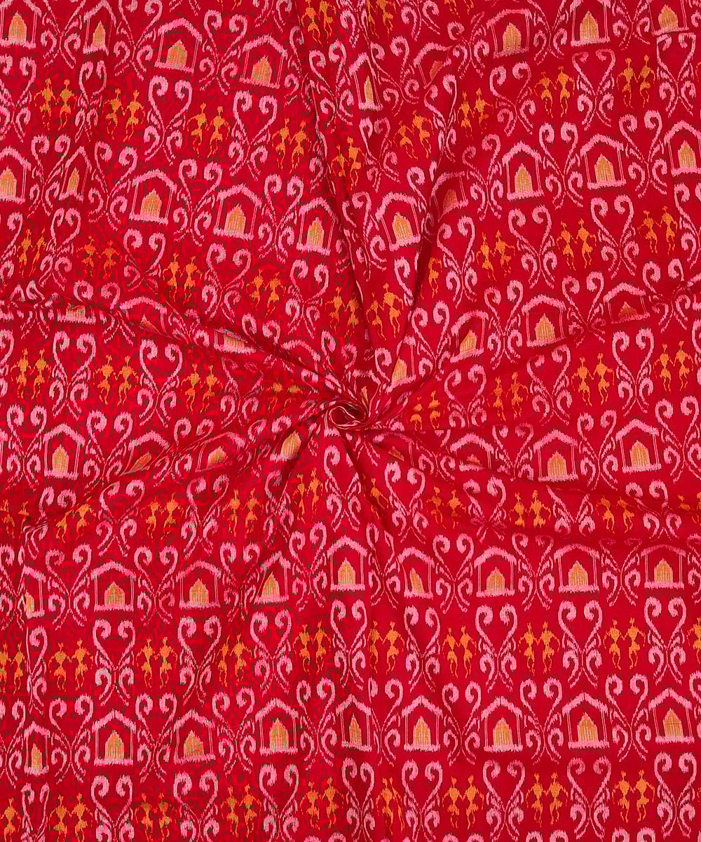 2.5m Red Sambalpuri Handwoven Single Ikat Shirting Materials SFCSHI1436