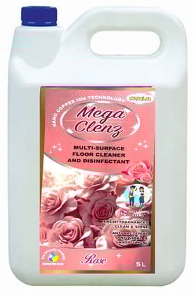 Floor Cleaning (Mega Clenz- 5L-Rose))| Surface & Floor Cleaner Liquid | Suitable for All types Floor & Surfaces Cleaner | Kills 99.9% Germs| Alcohol Free