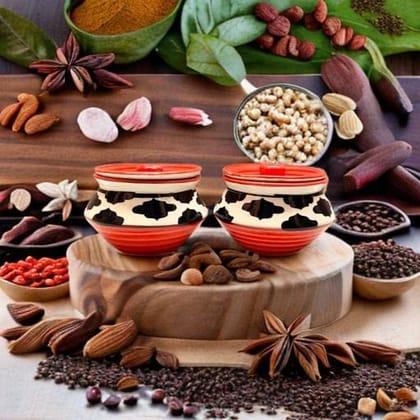 STOREPEDIA Handcrafted Ceramic Jar/Barni with Lid, Ceramic Handi With Lid for Chutney Pickle Spice Achar Sauf, Home Decor Kitchen Storage Snacks Use, Set of 2, 200 ml Red Black Color STOREPEDIA Handcrafted Ceramic Jar/Barni with Lid, Ceramic Handi With Lid for Chutney Pickle Spice Achar Sauf, Home Decor Kitchen Storage Snacks Use, Set of 2, 200 ml Red Black Color
