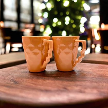 STOREPEDIA Handmade Diamond Design Ceramic Cup/Mug Set of 2, 350 ml Microwave Safe Mugs/Cups for Coffee Tea Soup Smoothie Ideal for Daily Office Travel Multi Purpose Use Orange Color STOREPEDIA Handmade Diamond Design Ceramic Cup/Mug Set of 2, 350 ml Microwave Safe Mugs/Cups for Coffee Tea Soup Smoothie Ideal for Daily Office Travel Multi Purpose Use Orange Color