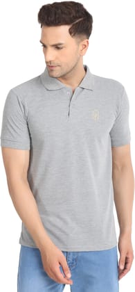 BLUEFICUS Men Solid Polo Neck Pure Cotton T-Shirt (Dark Grey) BLUEFICUS Men Solid Polo Neck Pure Cotton T-Shirt (Dark Grey)