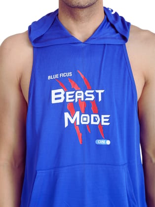BLUEFICUS Men Solid Hooded Neck Pure Cotton SANDO (Blue) BLUEFICUS Men Solid Hooded Neck Pure Cotton SANDO (Blue)