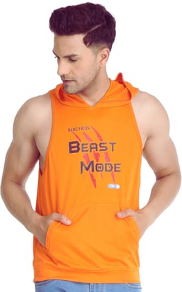 BLUEFICUS Men Solid Hooded Neck Pure Cotton SANDO (Orange) BLUEFICUS Men Solid Hooded Neck Pure Cotton SANDO (Orange)