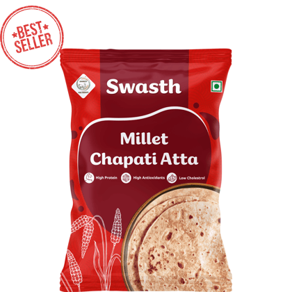Swasth Millet Chapati Atta- 1Kg - High Fiber Atta - Low Carbohydrate Chapati Atta Swasth Millet Chapati Atta- 1Kg - High Fiber Atta - Low Carbohydrate Chapati Atta
