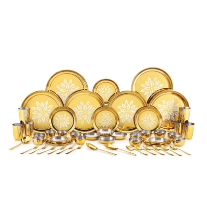 iRiN By Dr.WaterR Parivar Stainless Steel Designer Dinner Set Gold PVD|Kitchen Set |Ideal for Home|Restaurant|Gifting|Wedding |4 Full Plate 8 Bowls 8 Small Plate 4 Glass 4 Spoon 4 Fork |Pack of 32pcs iRiN By Dr.WaterR Parivar Stainless Steel Designer Dinner Set Gold PVD|Kitchen Set |Ideal for Home|Restaurant|Gifting|Wedding |4 Full Plate 8 Bowls 8 Small Plate 4 Glass 4 Spoon 4 Fork |Pack of 32pcs