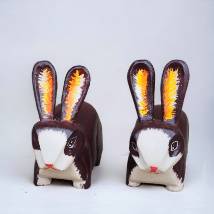 Wooden hand painted Rabbit 🐇 pair of 2 (pcs) /home decor/ children's play item/ home decorations