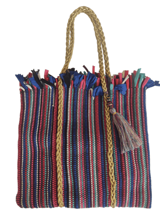 Zari Dori handle with fabric shoulder Bag (Multicolour)