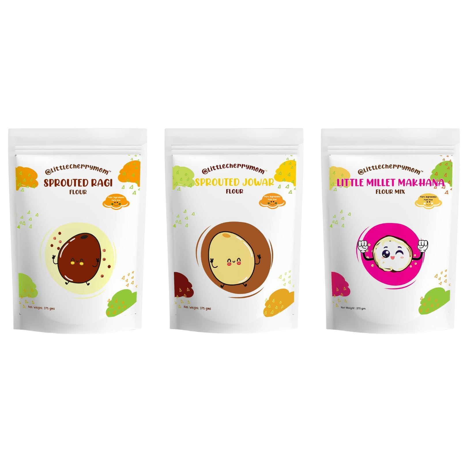 Super Millets Combo – Sprouted Ragi (375 gm), Sprouted Jowar (375 gm), Little Millet Makhana Mix (375 gm)