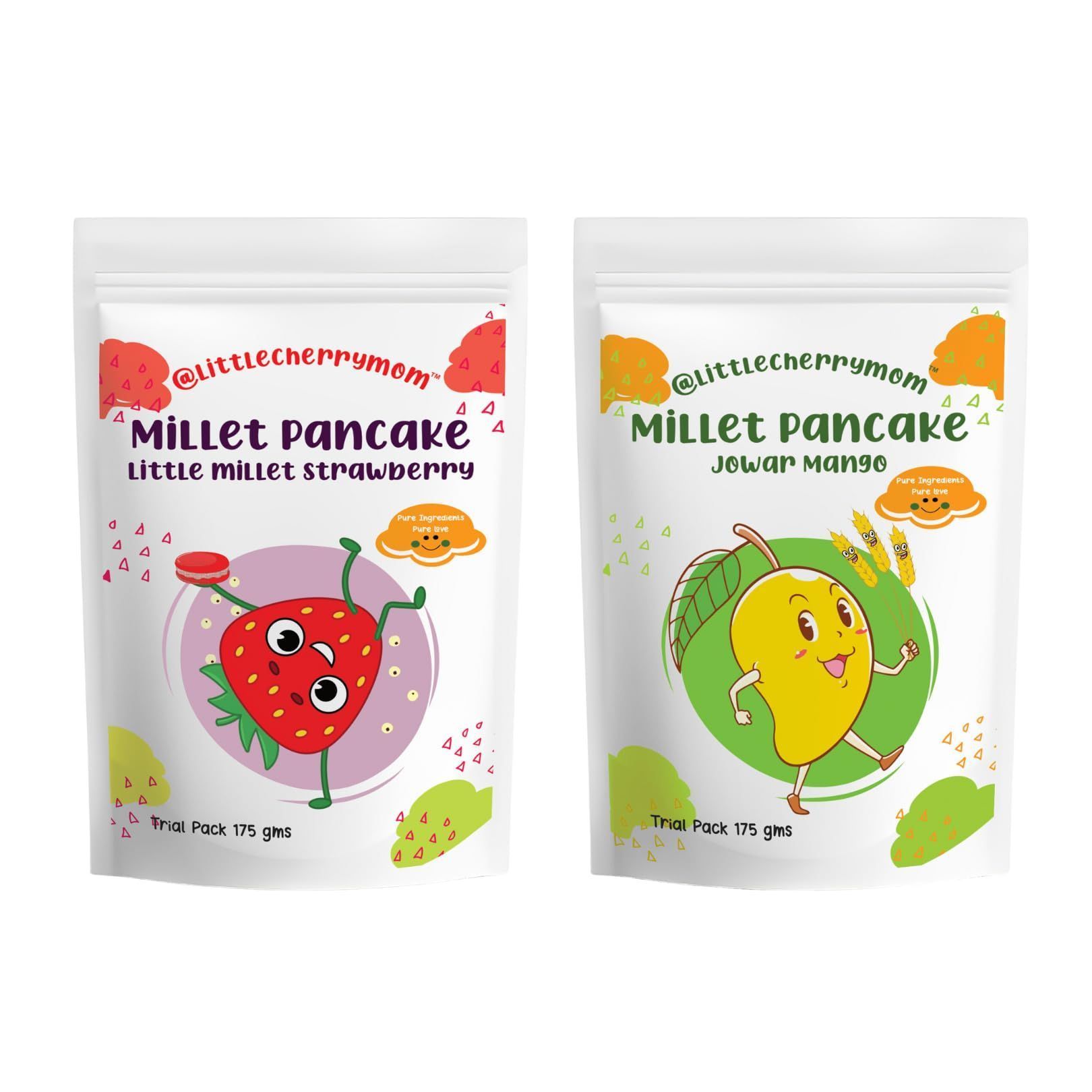Super Millets Pancake Combo – Little Millet Strawberry + Jowar Mango – 175gms Each