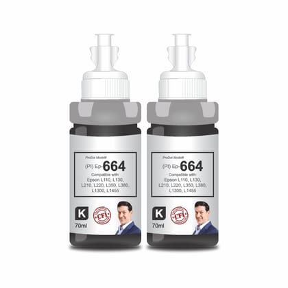 ProDot Ep-664 Inkjet Ink Refill Compatible with Epson L100, L130, L210, L220, L300, L310, L350, L355, L360, L380, L485, L565, L655, L1300, L1455 Ink Tank Printers
