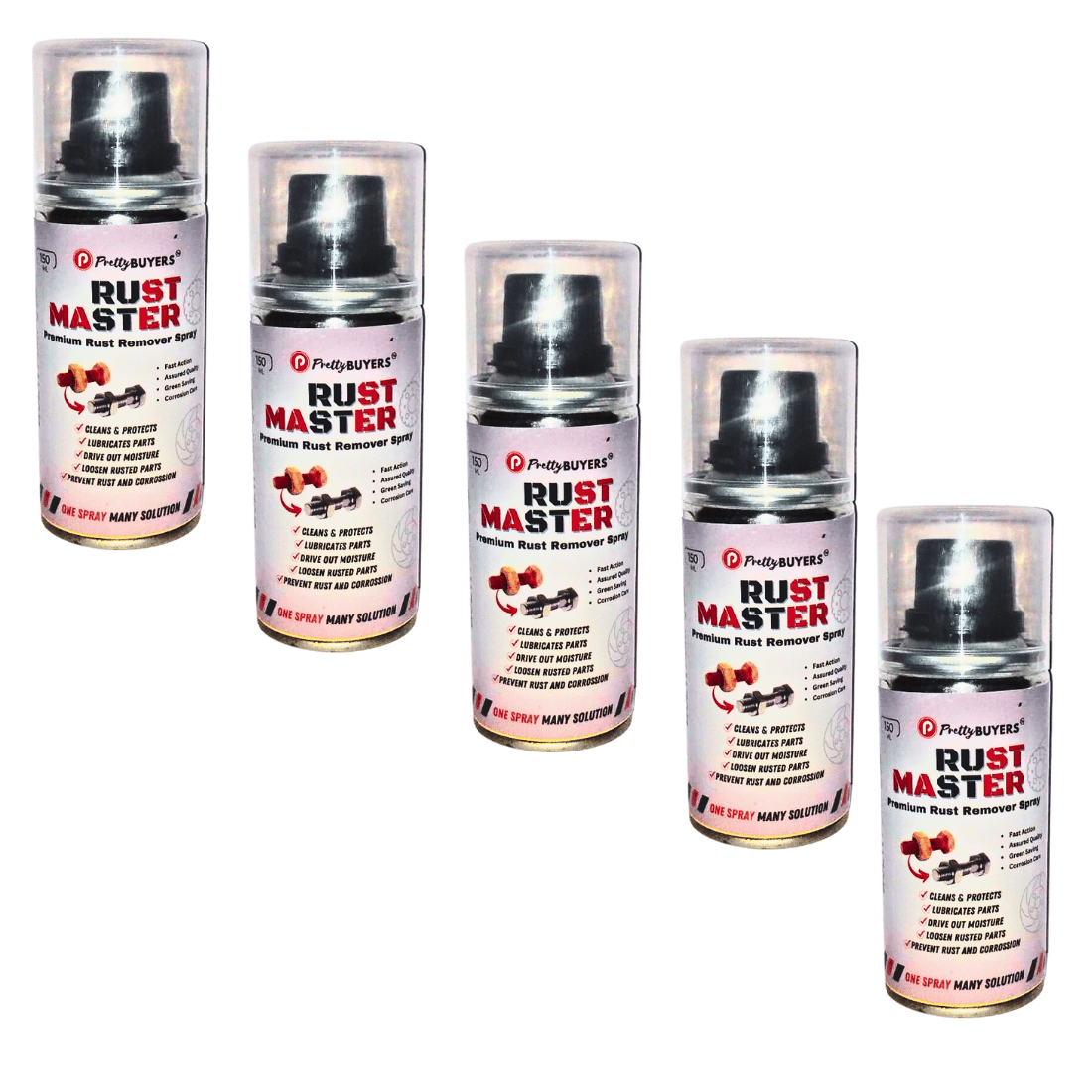PrettyBUYERS RUST Master - Instant Rust Remover Spray (150 mlx5) | Removes Rust | Protects from Corrosion