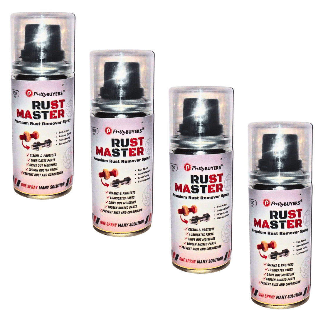 PrettyBUYERS RUST Master - Instant Rust Remover Spray (150 mlx4) | Removes Rust | Protects from Corrosion
