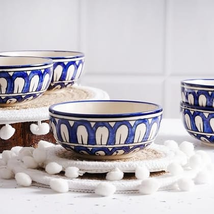 STOREPEDIA Handcrafted Blue Mughal Ceramic Mixing Bowl Katori Set of 6, 250 ml Microwave Dishwasher Safe Vegetable Dessert Snack Fruits Soup Bowl Set for Hotel Kitchen Gift Multi Use STOREPEDIA Handcrafted Blue Mughal Ceramic Mixing Bowl Katori Set of 6, 250 ml Microwave Dishwasher Safe Vegetable Dessert Snack Fruits Soup Bowl Set for Hotel Kitchen Gift Multi Use