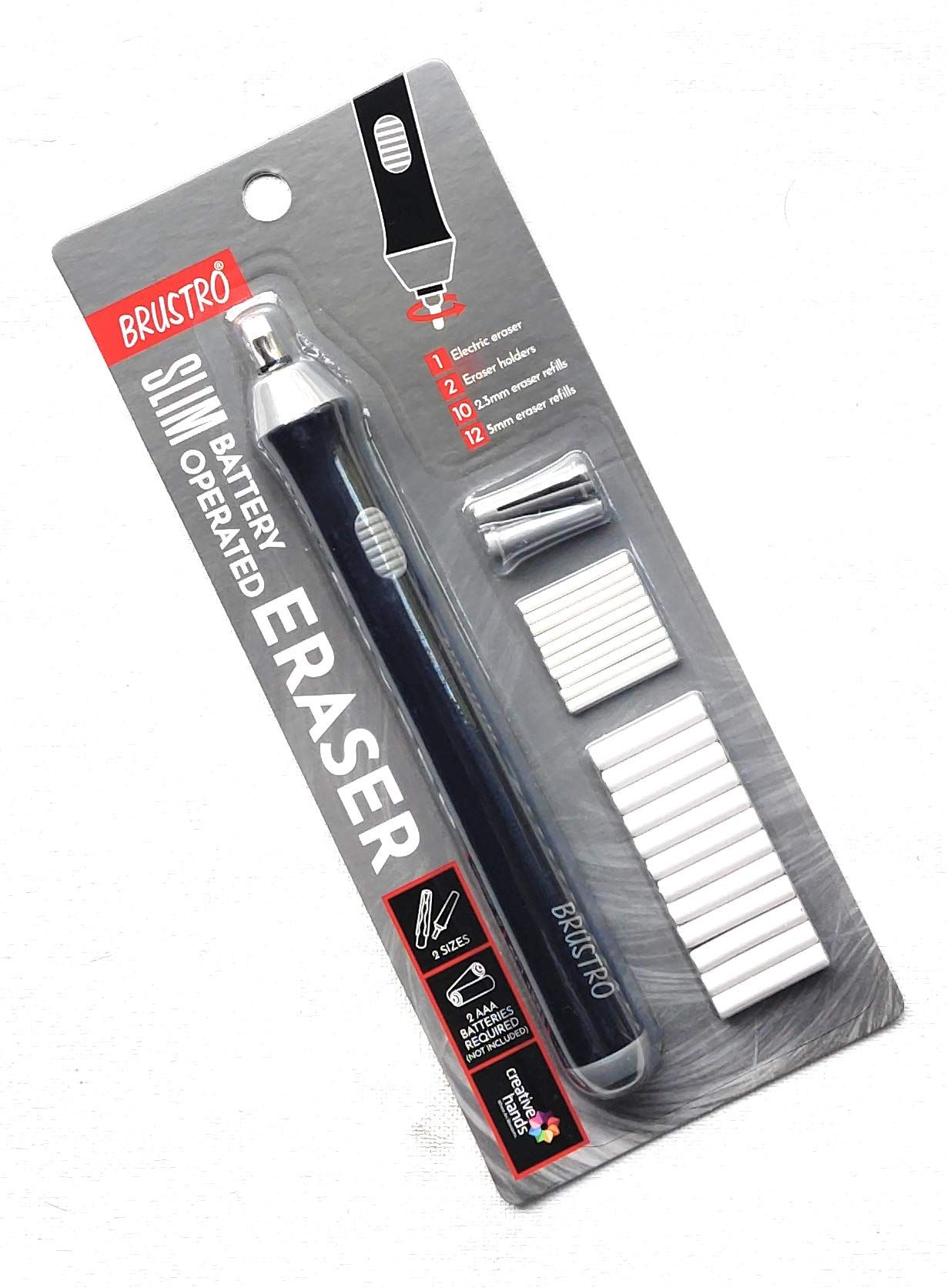 Brustro Slim Battery Operated Automatic Eraser, with 22 Refills and 2 Eraser Holders. (Batteries not Included) PC