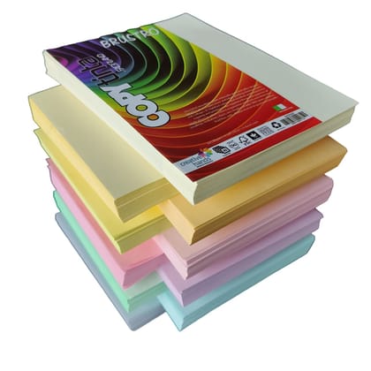 BRUSTRO Copytinta Coloured Craft Paper A4 Size 80 GSM Mixed Soft Colour 40 Sheets Pack (10 cols X 4 Sheets) Double Side Color for Office Printing, Art and Craft. BRUSTRO Copytinta Coloured Craft Paper A4 Size 80 GSM Mixed Soft Colour 40 Sheets Pack (10 cols X 4 Sheets) Double Side Color for Office Printing, Art and Craft.